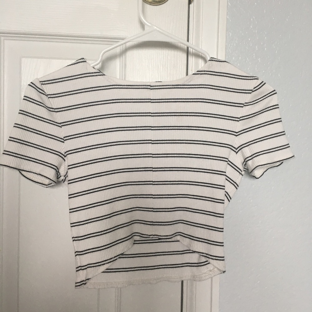 Black and white striped crop top